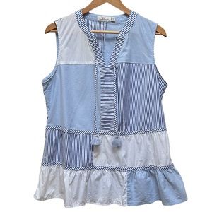 Vineyard Vines Skiff Stripe Mix Tiered Top Size 12